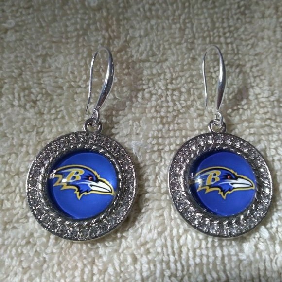Baltimore Ravens NFL Fashion Rhinestone Earrings NEW - Picture 2 of 2